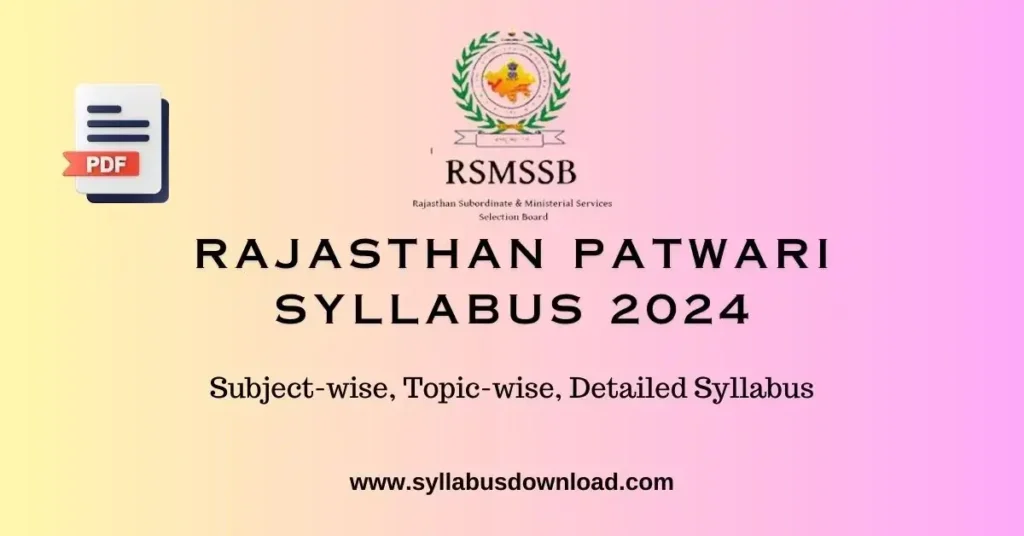 Rajasthan Patwari Syllabus 2024 Download